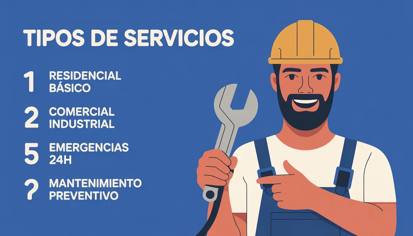 Clasificación de tipos de servicios eléctricos residenciales y comerciales