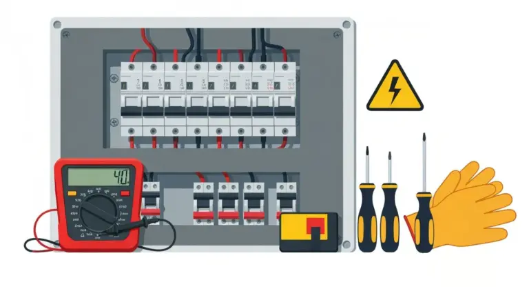 Herramientas esenciales para detectar cortocircuito: multímetro y panel eléctrico