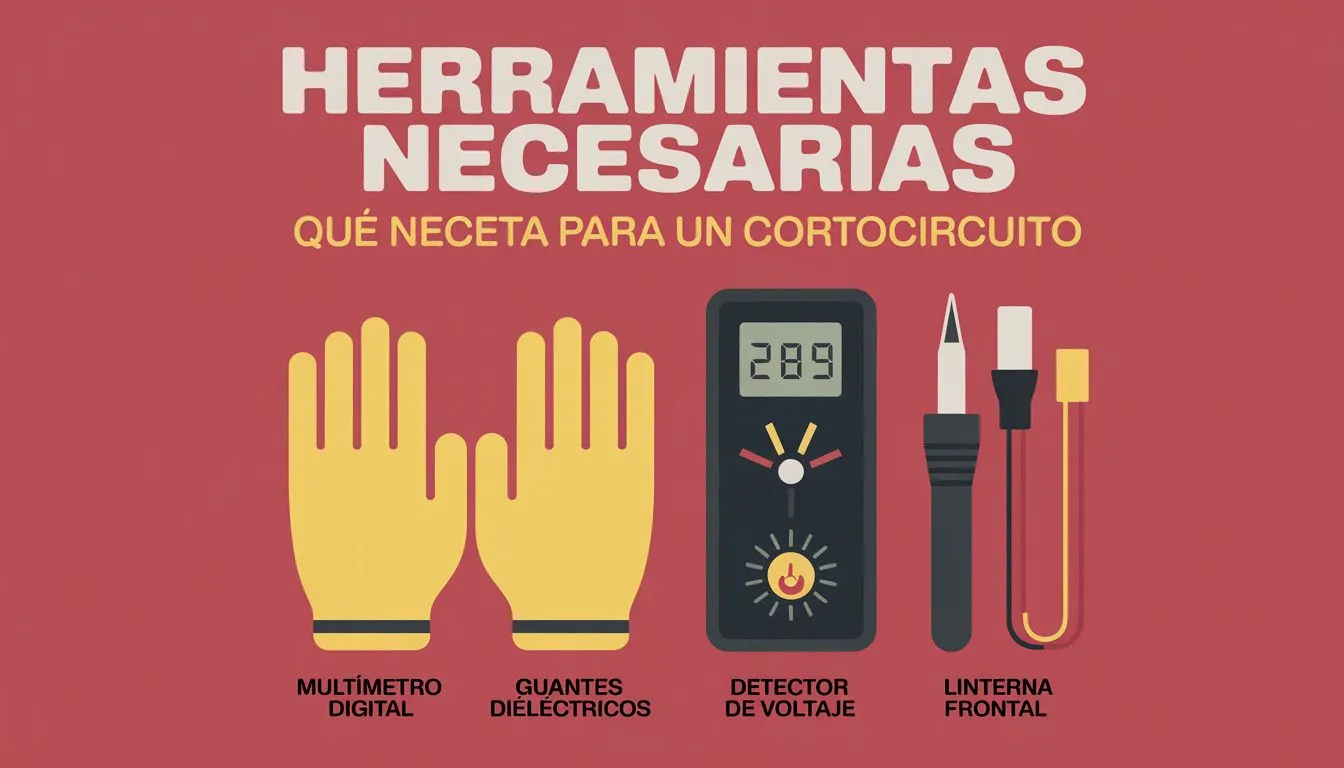 Lista visual de herramientas necesarias para detectar cortocircuitos
