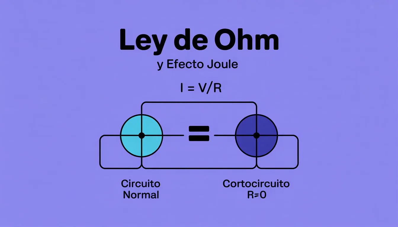 Diagrama explicativo de la Ley de Ohm aplicada a cortocircuitos eléctricos