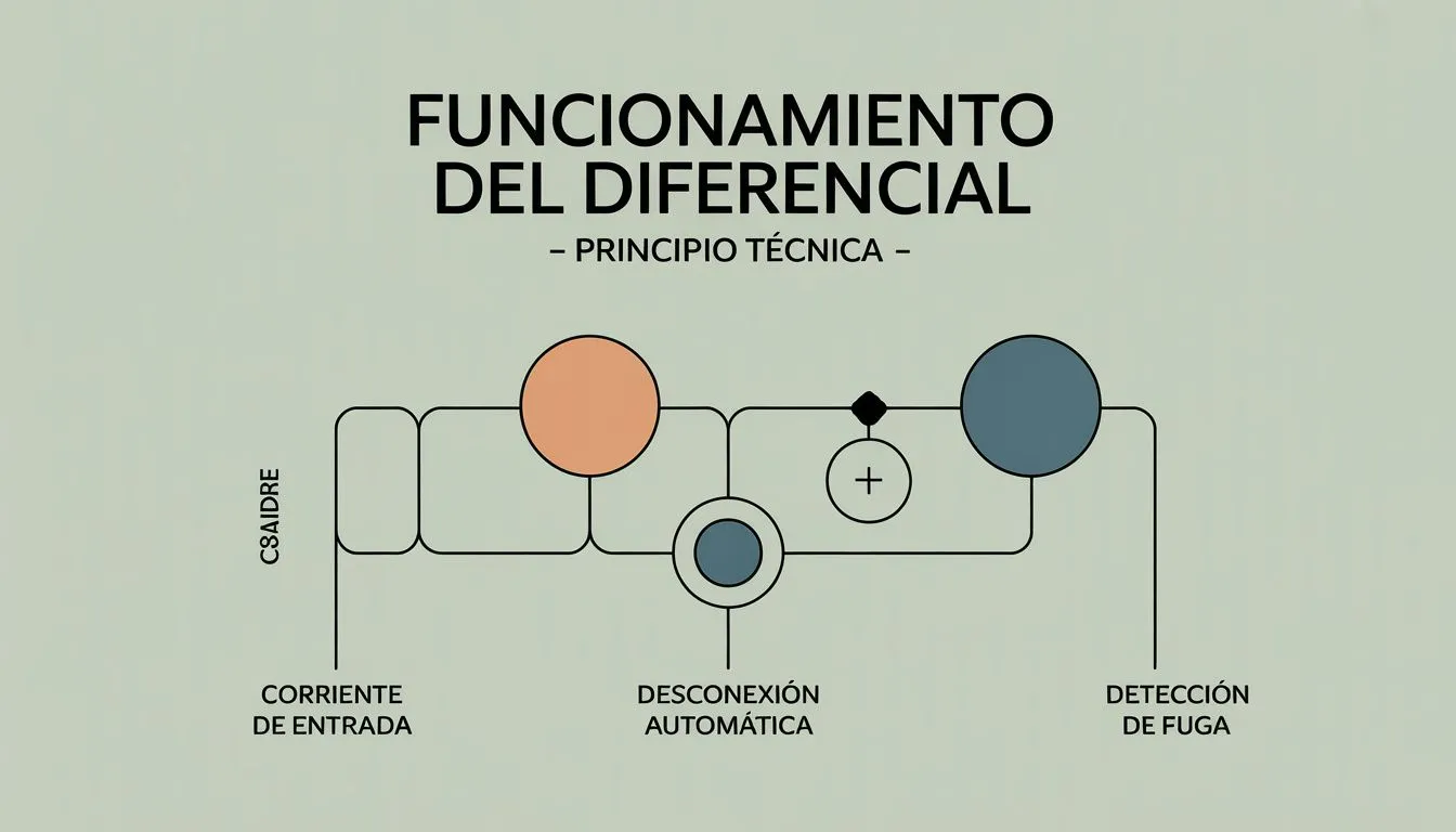 Diagrama del funcionamiento técnico del interruptor diferencial