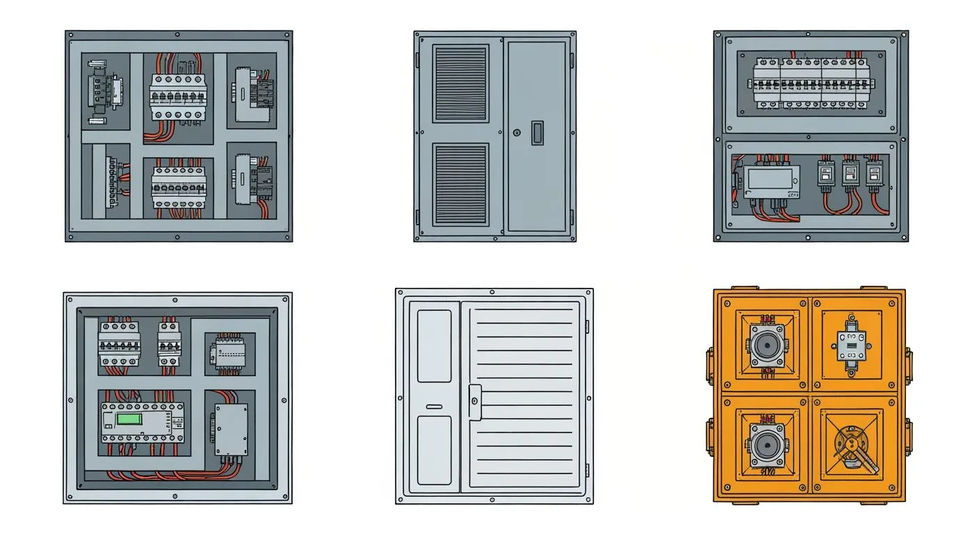 Tipos de tableros eléctricos mostrando modelos principales de distribución