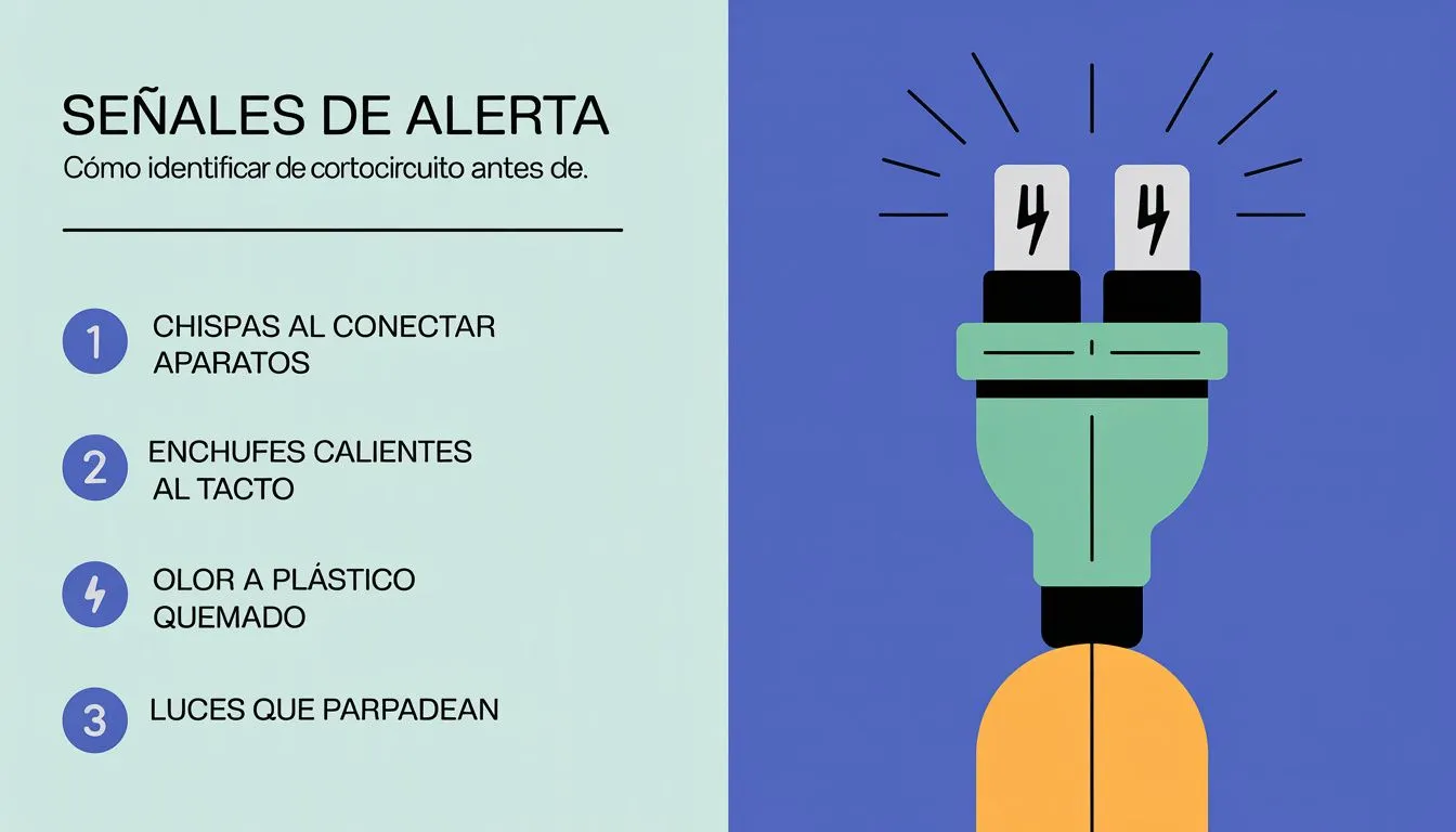 Lista de señales de alerta de riesgo eléctrico: chispas, enchufes calientes, olor a quemado y parpadeo de luces
