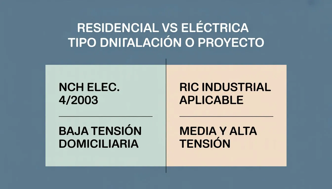 Comparación de normativa eléctrica chilena para instalaciones residenciales versus instalaciones industriales