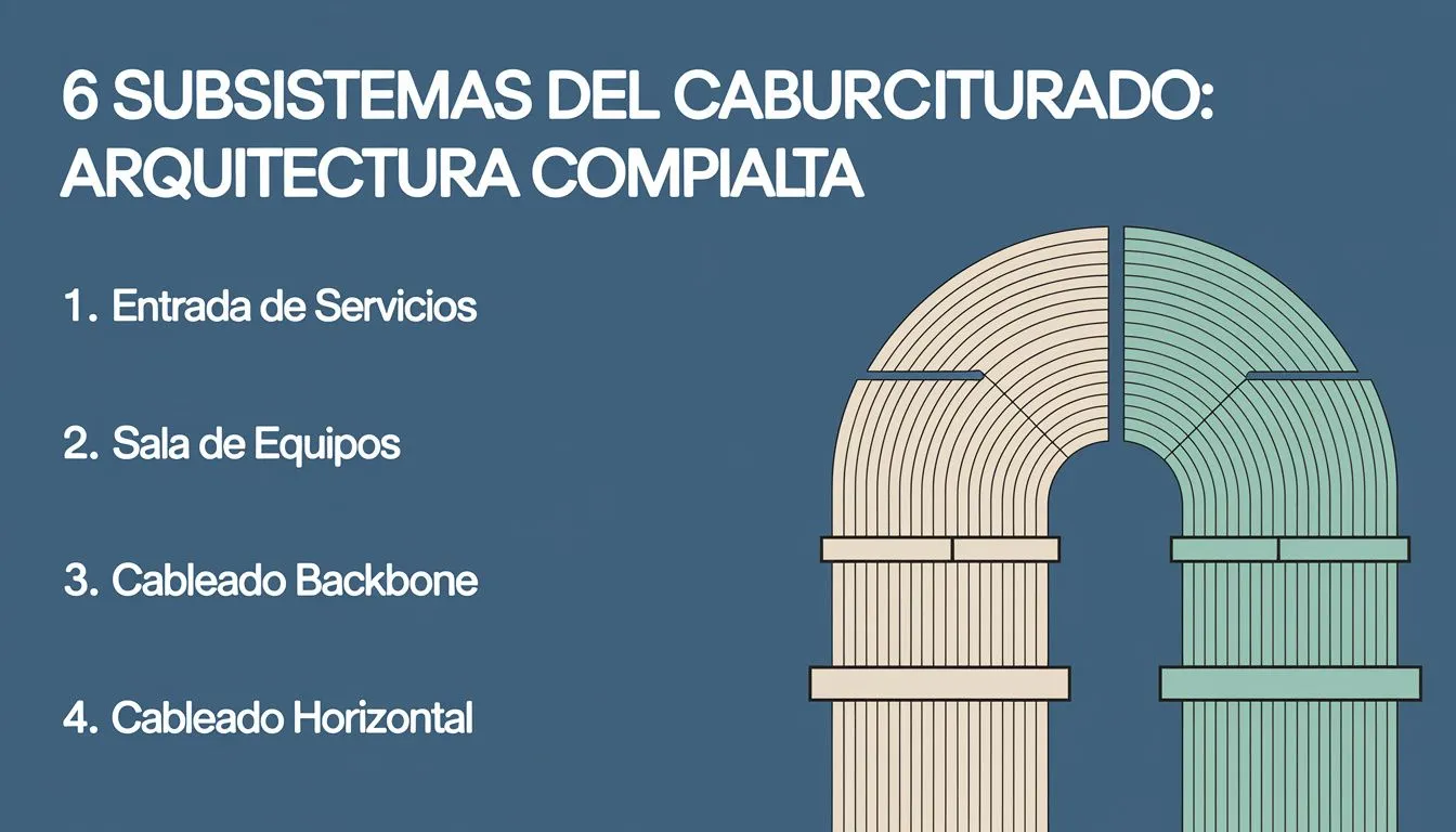 Los seis subsistemas del cableado estructurado según norma TIA-568, desde entrada de servicios hasta área de trabajo