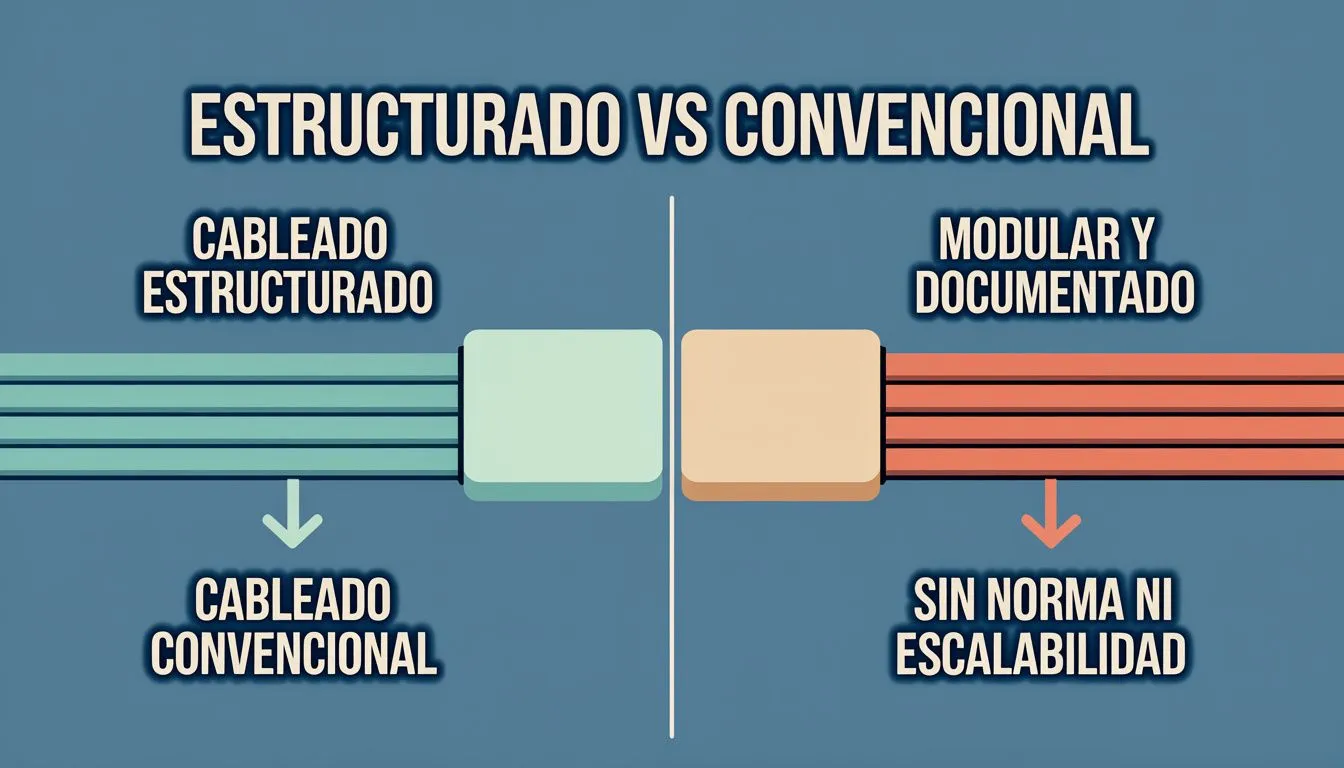 Tabla comparativa entre cableado estructurado estandarizado y cableado convencional sin normas técnicas