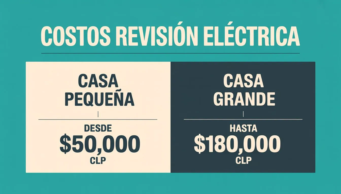 Comparación de costos de revisión eléctrica en Chile: vivienda pequeña versus vivienda grande